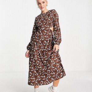 Daisy Street backless midi dress in wavy yin yang print